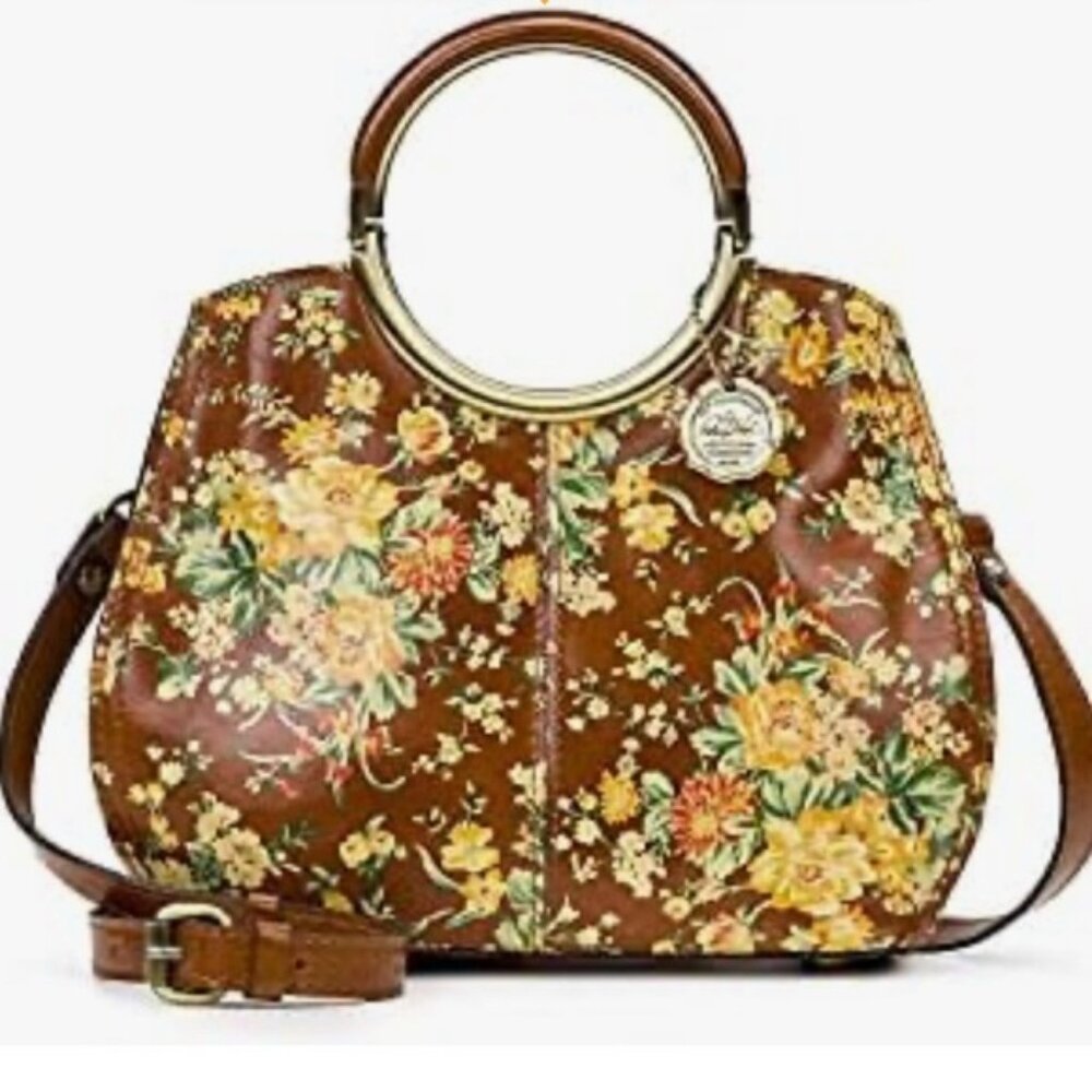 Patricia Nash Aria Handbag Leath Vintage Botanical Garden Floral Crossbody
